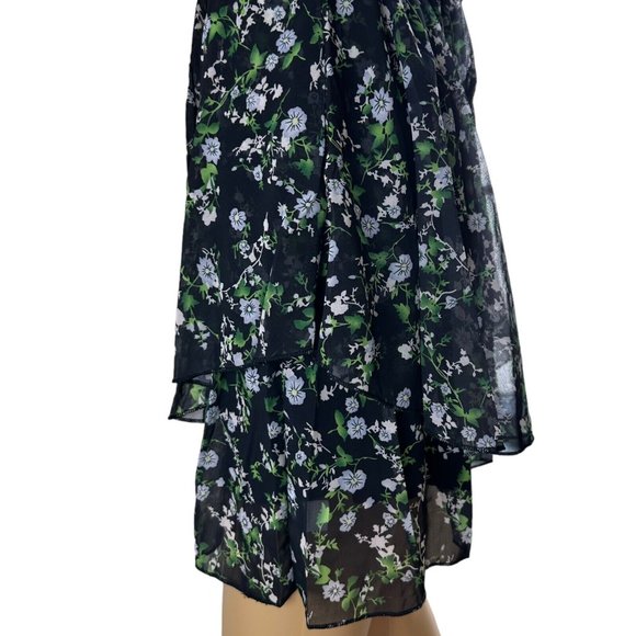 Womens Boho Playsuit Romper Medium M Black Green Floral Off The Shoulder Lined - Picture 9 of 16